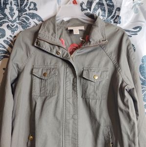 Style & Co denim jacket with embroidered roses